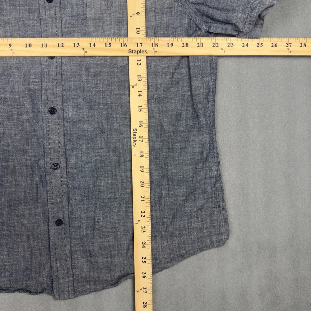 Banana Republic Mens Slim Fit Short Sleeve Button Down Shirt Dark Charcoal L